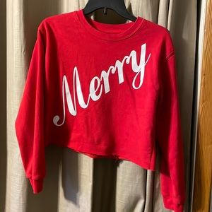 Merry Christmas Crop Sweater sz L